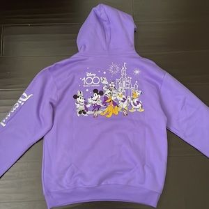 NWT Disneyland 100 Mickey & Friends Purple Pullover Hoodie Size M